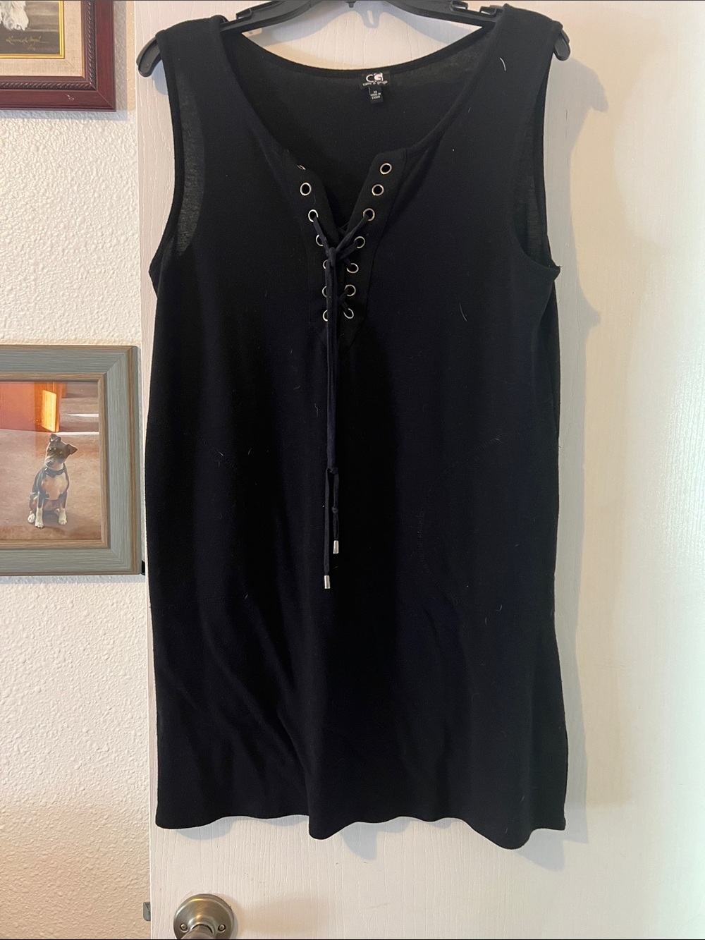 Cable & Gauge Black Lace-Up Mini Dress